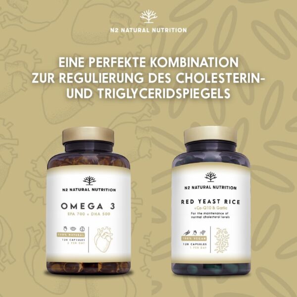Omega 3 Kapseln Hochdosiert mit 2000 mg Fischöl mit 700mg EPA und 500 mg DHA, Fischöl mit Vitamin E und den Omega 3 Fettsäuren. 120 Softgel-Kapsel reines Seefischöl N2 Natural Nutrition – Bild 7