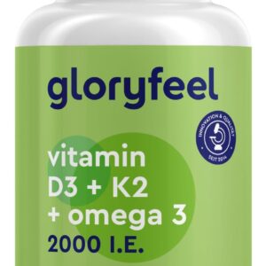 Vitamin D3 K2 Omega 3 - Premium: K2VITAL® von Kappa - 99,7+% All-Trans Vitamin K2 MK7 - Omega 3 aus 1000mg Fischöl (Triglycerid Form) + 2.000IE hochbioverfügbares D3 - Sorgfältig laborgeprüft