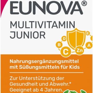 STADA EUNOVA Junior - Multivitamin Kautabletten mit 12 Vitaminen und wichtigen Mineralstoffen - Nahrungsergänzungsmittel für Kinder ab 3 Jahren - 1 x 30 Stück