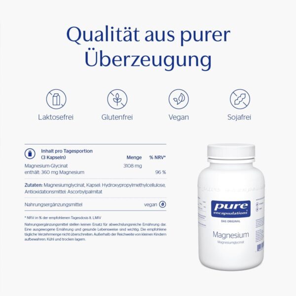 Pure Encapsulations - Magnesiumglycinat - gebunden an die Aminosäure Glycin wird Magnesium gut aufgenommen und toleriert - 90 vegane Kapseln – Bild 5