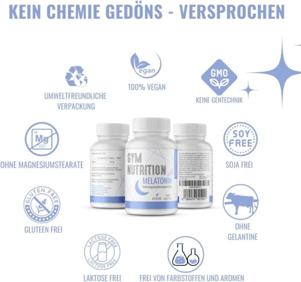 Melatonin - 180 Tabletten - 0,5 mg pro Tagesdosis - Made in Germany - Premium Qualität Vegan für 360 Nächte und eine Menge Schlaf – Bild 3