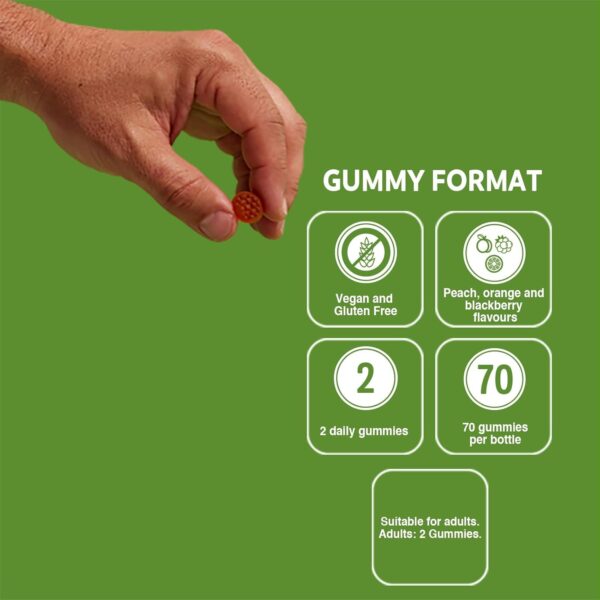 VITALDIN Multivitamin Adults Gummies – Nahrungsergänzungsmittel für Erwachsene – 11 Vitaminen & Mineralstoffen – 70 Fruchtgummis (für 1 Monat); Fruchtgeschmack – Stärkung des Energie & Immunsystems – Bild 4