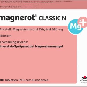 magnerot CLASSIC N Tabletten, 200 Stück: Magnesium gegen Muskel- und Wadenkrämpfe infolge von Magnesiummangel, Entspannung für Muskeln und Nerven mit Magnesiumorotat, unterstützt die Muskelfunktion