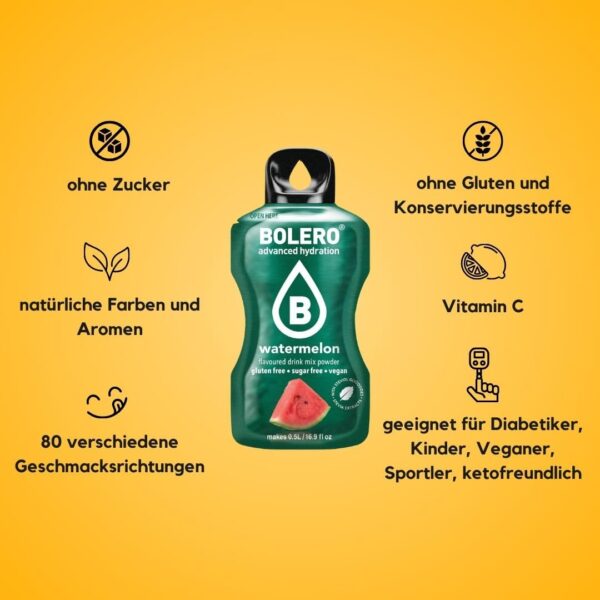 Bolero MULTIVITAMIN 24x3g | Saftpulver ohne Zucker, gesüßt mit Stevia + Vitamin C | geeignet für Kinder, Sportler und Diabetiker | glutenfrei und veganfreundlich | Multivitamin-Geschmack – Bild 2