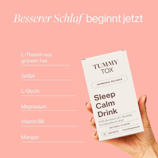 Sleep Calm Drink - Entspannung mit Glycin, L-Theanin, GABA, Magnesium, Vitamin B6 und Mangan - Ohne Melatonin - 30 Beutel für 30 Tage - Tummy Tox – Bild 3