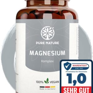 Magnesium Komplex hochdosiert 400 mg 7in1 Kapseln mit 7 organischen Formen I 180 Kapseln I Höchste Bioverfügbarkeit I Hergestellt in DE I OHNE Zusätze