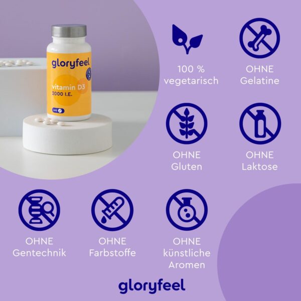 Vitamin D3 2000 I.E. - 400 Tabletten (Langzeitvorrat) hochdosiert - Das Sonnenvitamin für Immunsystem & Knochen* - 100% reines Cholecalciferol - Laborgeprüft & ohne Zusätze in Deutschland hergestellt – Bild 5