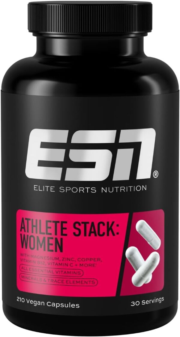 ESN Athlete Stack Women, 210 Kapseln, Alle essentiellen Vitamine und Mineralstoffe, vegan - Made in Germany
