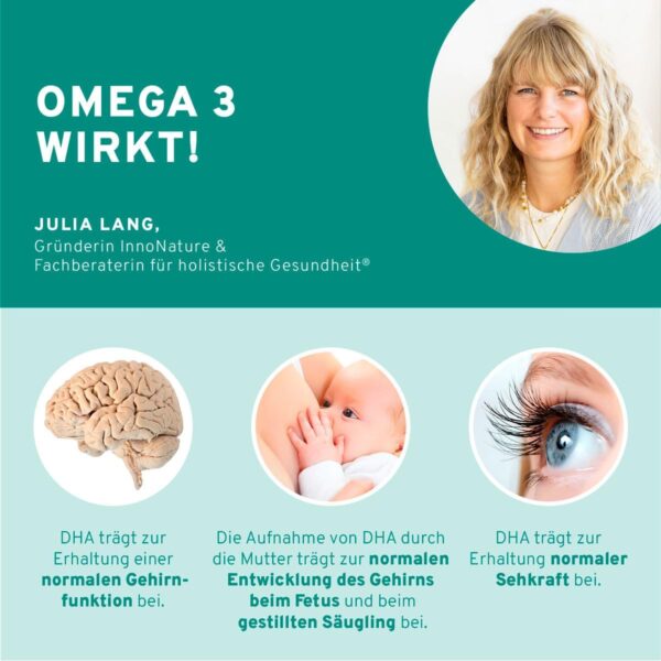 Vegan Omega 3 Kapseln aus Mikroalgenöl. 1.980 mg Premium Algenöl mit DHA + EPA pro Tagesdosis. 90 Kapseln. Hochdosiert, vegan (Algen) und hergestellt in DE. – Bild 2