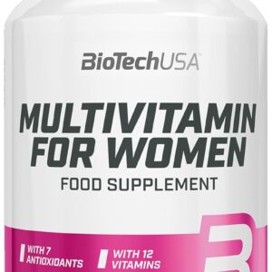 BioTechUSA Multivitamin For Women | 12 Vitamine + 11 Mineralien | Energie-, Knochen- und Immunsystemunterstützung | Antioxidantienschub, 60 Tabletten