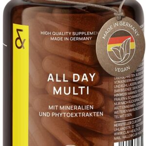 Multivitamin Kapseln hochdosiert - 30 wertvolle Vitamine A-Z, Mineralstoffe, Spurenelemente & Pflanzenextrakte - All In One Premium Multi Vitamine - natürlich & vegan
