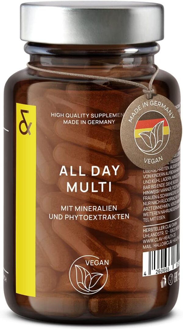 Multivitamin Kapseln hochdosiert - 30 wertvolle Vitamine A-Z, Mineralstoffe, Spurenelemente & Pflanzenextrakte - All In One Premium Multi Vitamine - natürlich & vegan