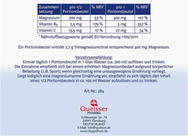 Doppelherz system MAGNESIUM 400 CITRAT – Magnesium als Beitrag für die normale Funktion der Muskeln und des Nervensystems – 40 Portionsbeutel – Bild 3