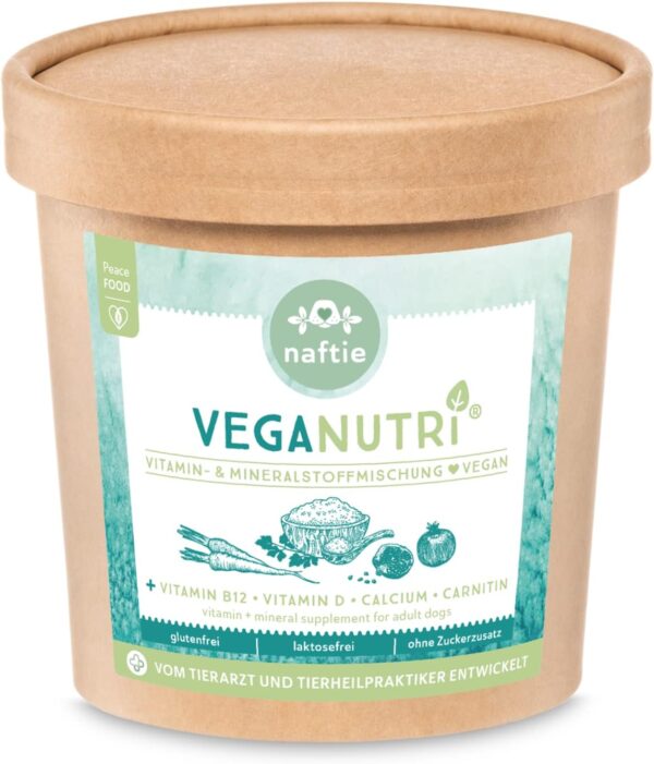 naftie VegaNutri Vitamin & Mineralien Mix für Hunde - Multivitamine & Mineralstoffe - Futterzusatz vegan - 500g