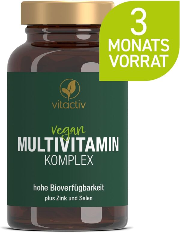 VITACTIV Multivitamin Komplex - 90 Multivitamin Tabletten - Vitamine A-Z plus Spurenelemente, ohne Vitamin K - Für z.B. Immunsystem - Hohe Bioverfügbarkeit, Hochdosiert, Vegan - Laborgeprüft in DE – Bild 8