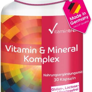Vitamin & Mineral Komplex - 30 Kapseln ! 1-MONATS-VORRAT ! Multivitamin-Präparat in sicherer Dosierung - Bioverfügbare Supplements aus Deutschland | Vitamintrend®