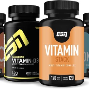 ESN 4er Pack Vitamine & Vitalstoffe – Zink, Omega 3, Vitamin D & Vitamin Stack, Kapsel