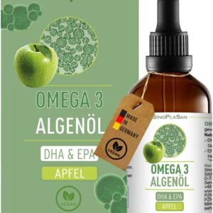 Premium Omega 3 Algenöl | hoch dosiert | Natürliches DHA & EPA für Herz, Gehirn & Sehkraft | vegan | 100ml | 40 Tage Vorrat | (Apfel)