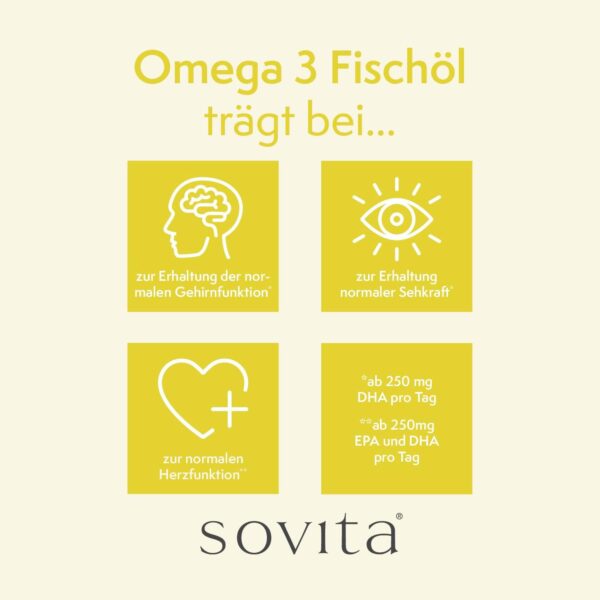 sovita | Omega-3 Fischöl Kapseln mit Vitamin E | Hochdosiert | Zellschutz & Herzgesundheit | 120 Kapseln – Bild 2