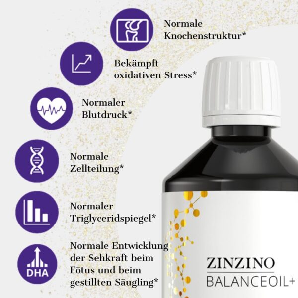 ZinZino BalanceOil+ Fischöl mit Omega-3 2478 mg, Omega-9, Vitamin D3, Tocopherol, DHA, EPA mit Olivenöl Grapefruit-Zitronen-Limetten-Geschmack, 300 ml – Bild 3