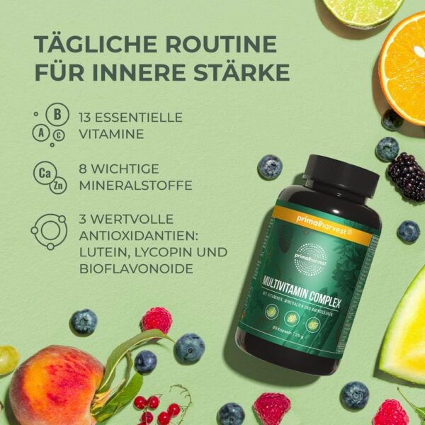 Primal Harvest® Multivitamin Tabletten (30 Portionen) - Hochdosiert - Kapseln mit essenziellen Vitaminen - Vitamin A,C,D,K und Mineralstoffen wie Biotin,Zink,Folsäure - Vitamintabletten – Bild 4
