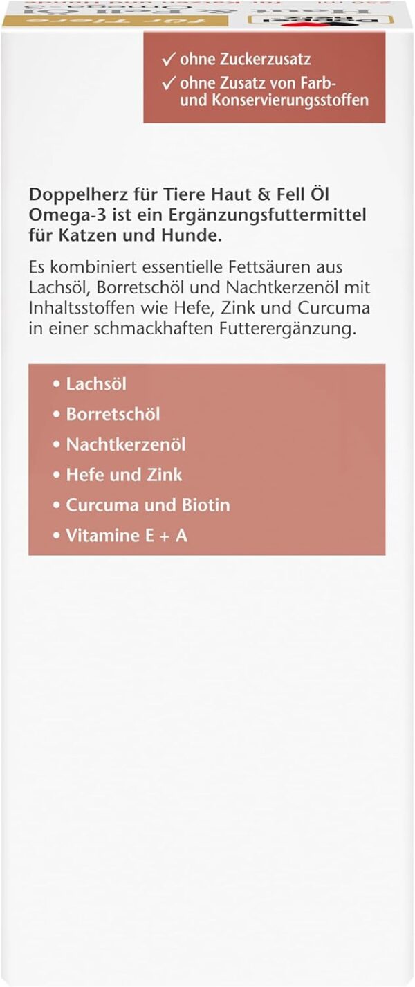 Doppelherz Haut und Fell Öl für Katzen und Hunde – Mit essentiellen Omega- 3 und Omega-6 Fettsäuren – 250ml – Bild 3