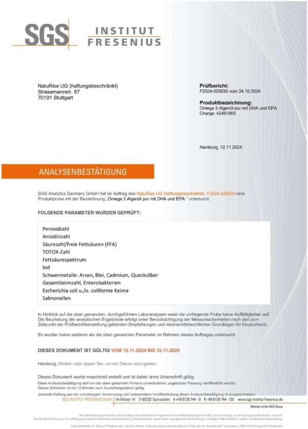 NatuRise® Omega 3 Vegan - Algenöl - 1884mg DHA, EPA & DPA - Hochdosiert - 100 ml - Laborgeprüft – Triglycerid-Form - Pipette mit Dosierskala - UV-Glas (Blutorange + Zitrone) – Bild 7