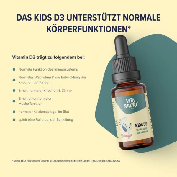 Vitasauri Kids D3 | Vitamin D Tropfen für Babys und Kinder | Leicht zu schluckende Vitamin D3 Tropfen gelöst in MCT Öl | Geeignet für Säuglinge, Babys & Kinder | 20 ml | edubily nutrition® – Bild 6