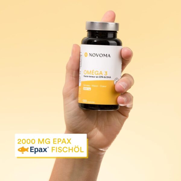 Omega 3 Epax® Fischöl 2000 mg/Tag | Rein und konzentriert | 120 Kapseln | Reich an EPA und DHA & Vitamin E | Geruchloses Fischöl | NOVOMA – Bild 2