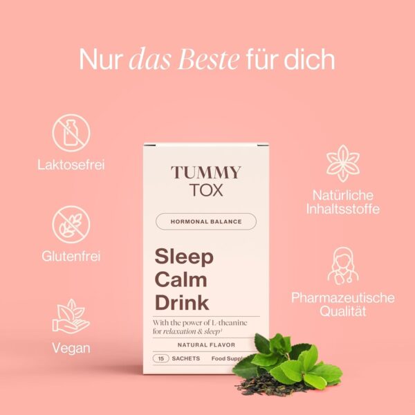 Sleep Calm Drink - Entspannung mit Glycin, L-Theanin, GABA, Magnesium, Vitamin B6 und Mangan - Ohne Melatonin - 30 Beutel für 30 Tage - Tummy Tox – Bild 5