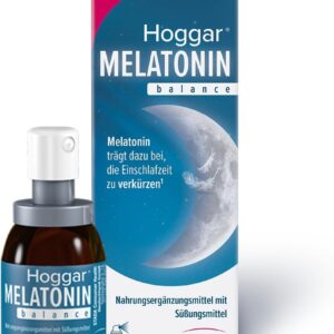 Hoggar MELATONIN balance - Einschlafspray - Nahrungsergänzung mit Melatonin zur Verkürzung der Einschlafzeit und bei Jetlag - mit Vitamin B6-20 ml Spray