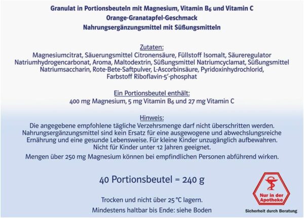 Doppelherz system MAGNESIUM 400 CITRAT – Magnesium als Beitrag für die normale Funktion der Muskeln und des Nervensystems – 40 Portionsbeutel – Bild 4