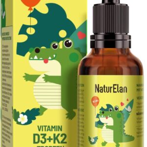 Vitamin D3 K2 Kinder Tropfen für 320 Tage - 500 IE Vitamin D & 25μg Vitamin K2, vegetarisch, ohne Zusätze, in Deutschland produziert