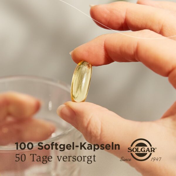 SOLGAR® Omega-3 Fischöl hochdosiert | Kaltwasser-Fischöl mit EPA und DHA | Mehrfach ungesättigte Fettsäuren | mit 1764 mg Omega-3-Fettsäuren pro Tagesdosis | 100 Softgel-Kapseln – Bild 4