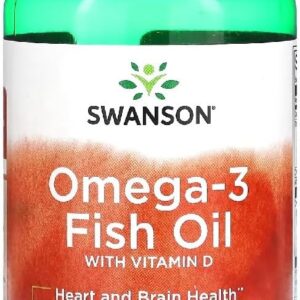 Swanson - Omega-3 Fischöl mit Vitamin D | Reine Meeresfische - Sardellen, Sardinen, Makrelen, Hering - 60 Kapseln