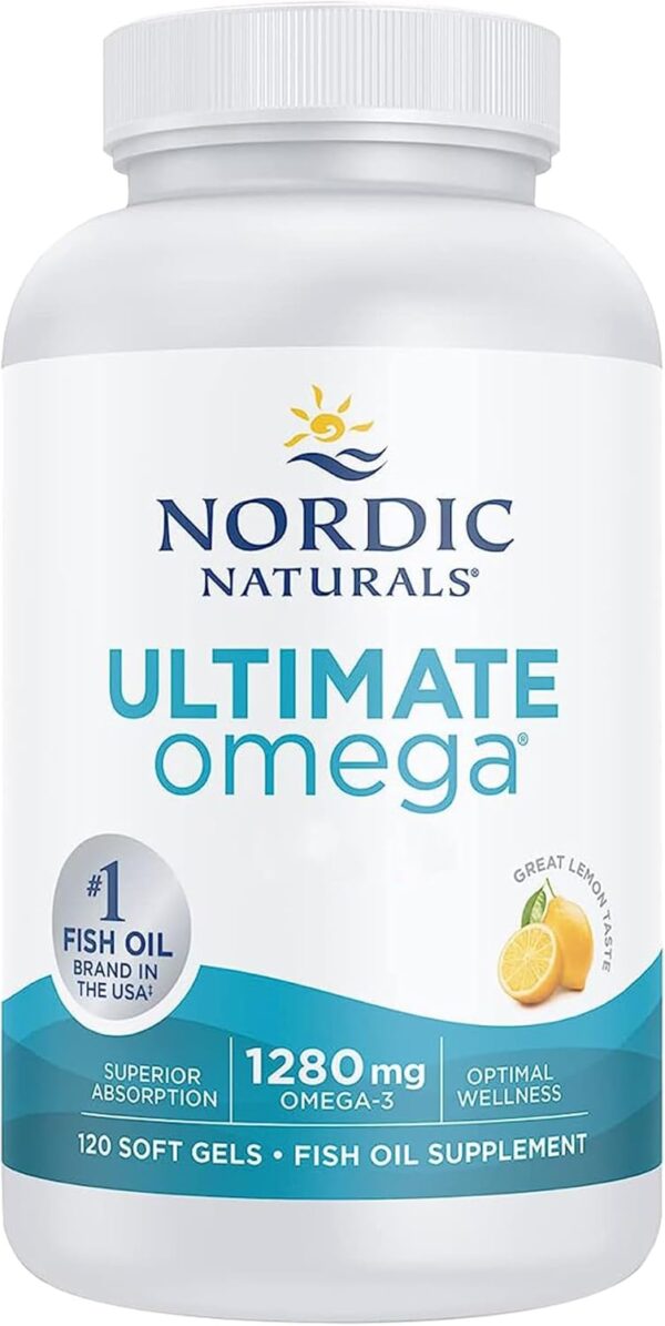 Nordic Naturals, Ultimate Omega, 120 glutenfreie Softgels, 1280mg Omega-3 je Dosis, Sojafrei, GMO frei, Zitronengeschmack