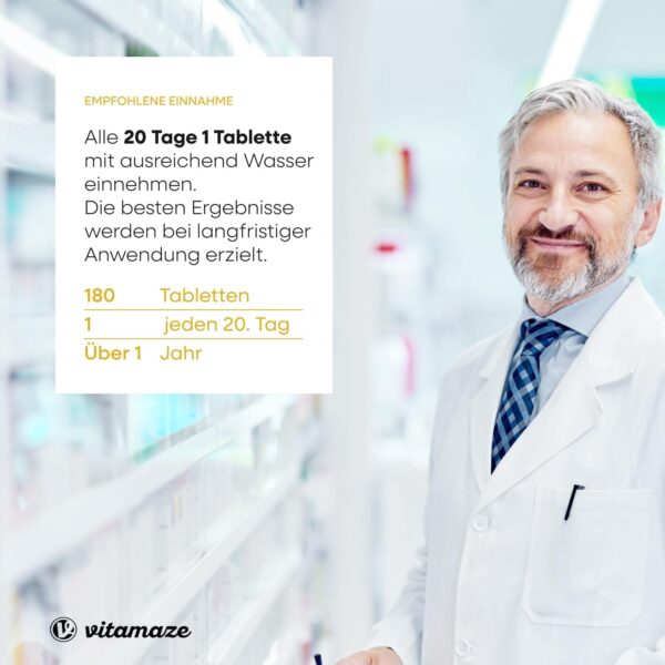 Vitamin D3 hochdosiert 20000 IE pro Tablette (20-Tage Dosis), 180 vegetarische Tabletten (teilbar), Natürliche Nahrungsergänzung ohne Zusatzstoffe, Made in Germany – Bild 9