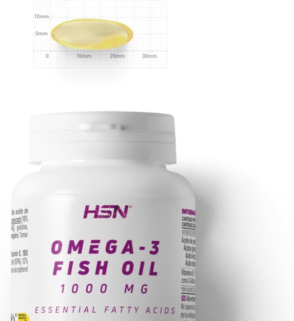 HSN Omega 3 3000mg Fischöl 540mg EPA 360mg DHA pro Tagesdosis | 180 Kapseln | Mit Vitamin E | Frei von Schadstoffen und Oxidation | Geruchs- und Geschmacksneutral | Nicht-GVO, Ohne Gluten und Laktose – Bild 4