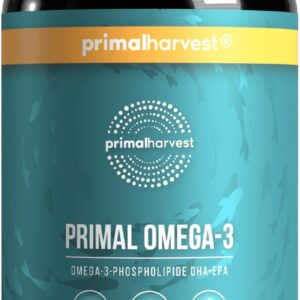 Primal Harvest ® Omega 3 Fischöl (30 Portionen) - 60 Omega 3 Kapseln in leicht zu schluckender Softgel-Form - 470mg EPA & DHA aus nachhaltig gefangenem norwegischem Fisch