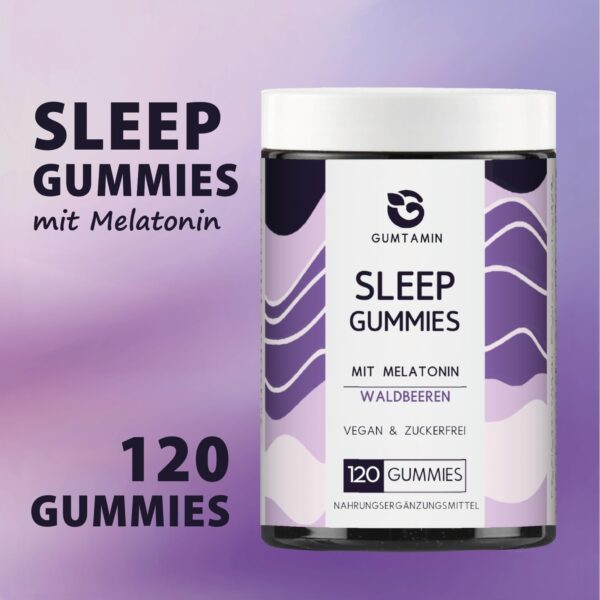 Gumtamin Sleep Melatonin Gummies - 120 Stück zuckerfrei - vegane Melatonin Gummibärchen für die Abendroutine - Alternative zu Melatonin Spray – Bild 2