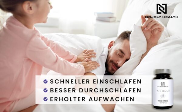 Zzz Mood® natürlicher Schlaf Komplex | mit 1mg Melatonin, L-Tryptophan, Passionsblume, Ashwagandha & bewährten Pflanzenstoffen hochdosiert B5 für geistige Leistung & Energiestoffwechsel – Bild 3