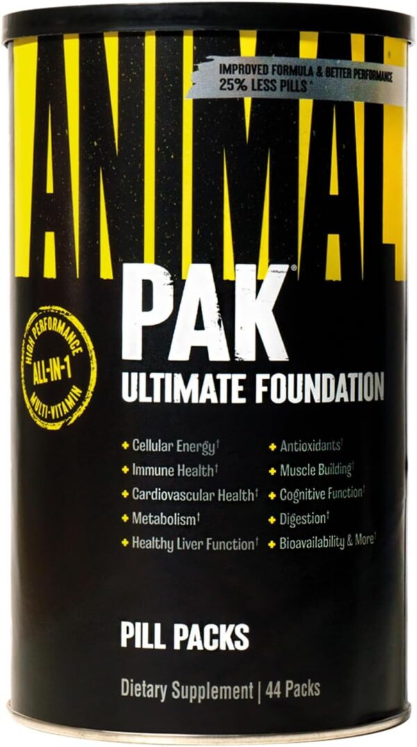 Universal Nutrition ANIMAL Pak Multivitamin-Komplex fürs Training mit Vitaminen, Mineralien, L-Carnitin & Aminosäuren, Enzyme unterstützen die Nährstoffversorgung & Immunsystem, 44 Einheiten