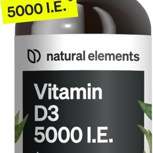 Vitamin D3 - Laborgeprüfte 5000 I.E. pro Tropfen - 50ml (1700 Tropfen) - In MCT-Öl aus Kokos - Hochdosiert, flüssig