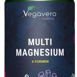 Magnesium Komplex Vegavero® | Mit 4 bioaktiven Formen: Bisglycinat, Taurat, Malat & Citrat | 375 mg & elementar | Vegan & Ohne Zusätze | 180 Kapseln