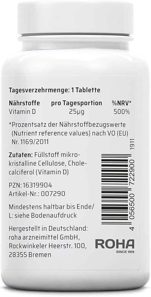 Sanhelios Sonnenvitamin D - 1000 I.E. Vitamin D3 - Unterstützt Knochen, Zähne, Muskeln und Immunsystem* - 365 Microtabletten Jahresvorrat - Nur Premium Zutaten - Hergestellt & geprüft in Deutschland – Bild 6