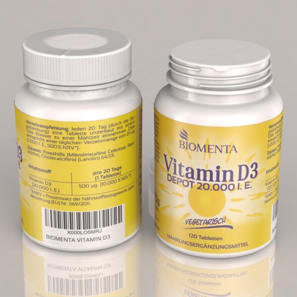 BIOMENTA Vitamin D3 – 120 Vit. D Tabletten hochdosiert - 20.000 IU/St. aus Cholecalciferol - vegetarisch - Premiumqualität – Bild 7