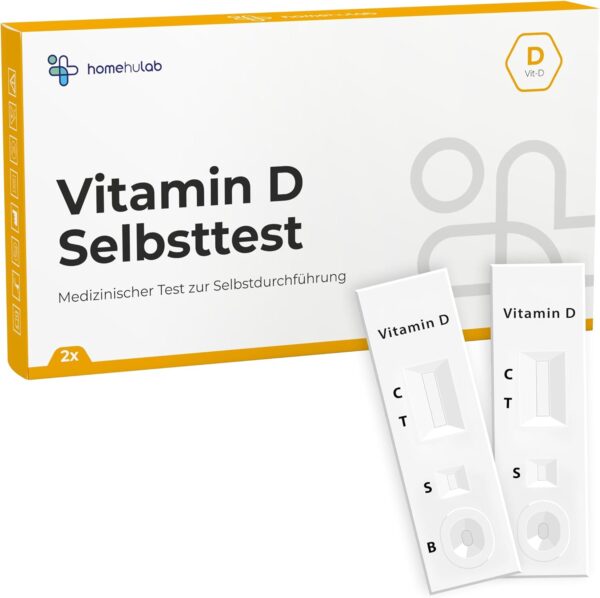 2x Vitamin D Selbsttest - Einfacher Vitamin D Test für Zuhause mit sofortigem Ergebnis bei Müdigkeit, Erschöpfung & Vitamin D3 K2 Mangel