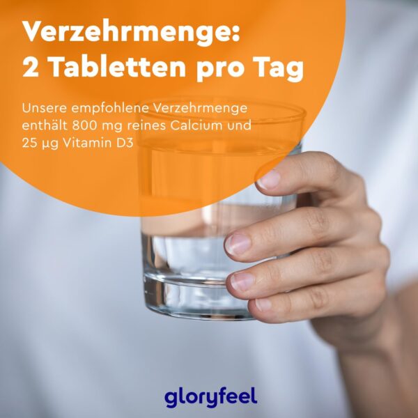 Calcium Tabletten 800 mg + Vitamin D3 1000 I.E. - Kalzium aus Calciumcarbonat Hochdosiert - D3 zur Unterstützung der Calcium-Aufnahme* - 180 Tabletten für 3 Monate - Laborgeprüft, ohne Zusätze – Bild 6