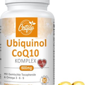 Ubiquinol CoQ10 600 mg Softgelkapseln - Aktive Form von CoQ10 Plus Vitamin E & Omega 3 6 9 - Fortschrittliches Coenzym Q10 60 stück (1er Pack)