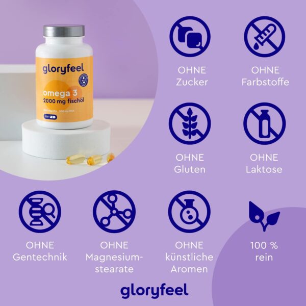 Omega 3 Kapseln - Hochdosiert mit 2000mg Fischöl, 1000mg EPA & 500mg DHA pro Tagesdosis (in Triglycerid-Form) - Essentielle Fettsäuren aus Anchovis - Laborgeprüft in Deutschland hergestellt – Bild 5